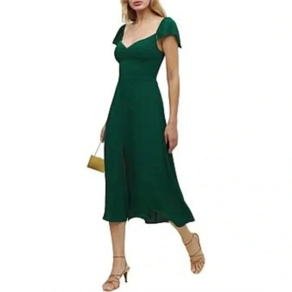 NEW Reformation Baxley Emerald Midi Dress Size 2 B2025 - Picture 2 of 6